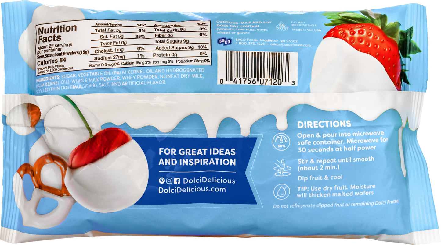 Dolci Frutta White Melting Wafers, 12 Ounce (Pack Of 1) | Simply Microwave, Dip & Done! Always Gluten-Free And Nut-Free