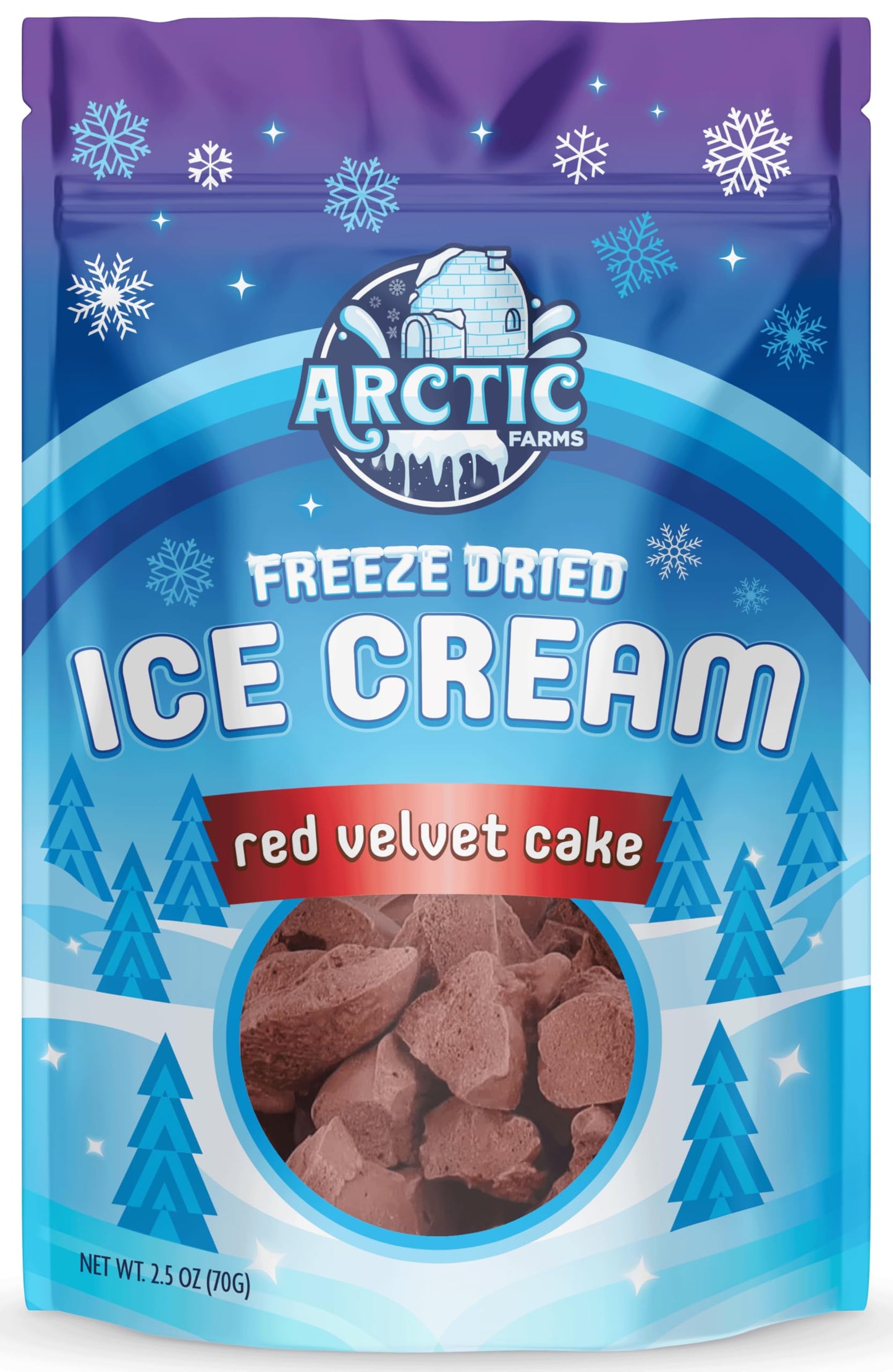 Arctic Farms Freeze Dried Ice Cream Bits Bagged And Boxed - Does Not Melt (Red Velvet Cake)