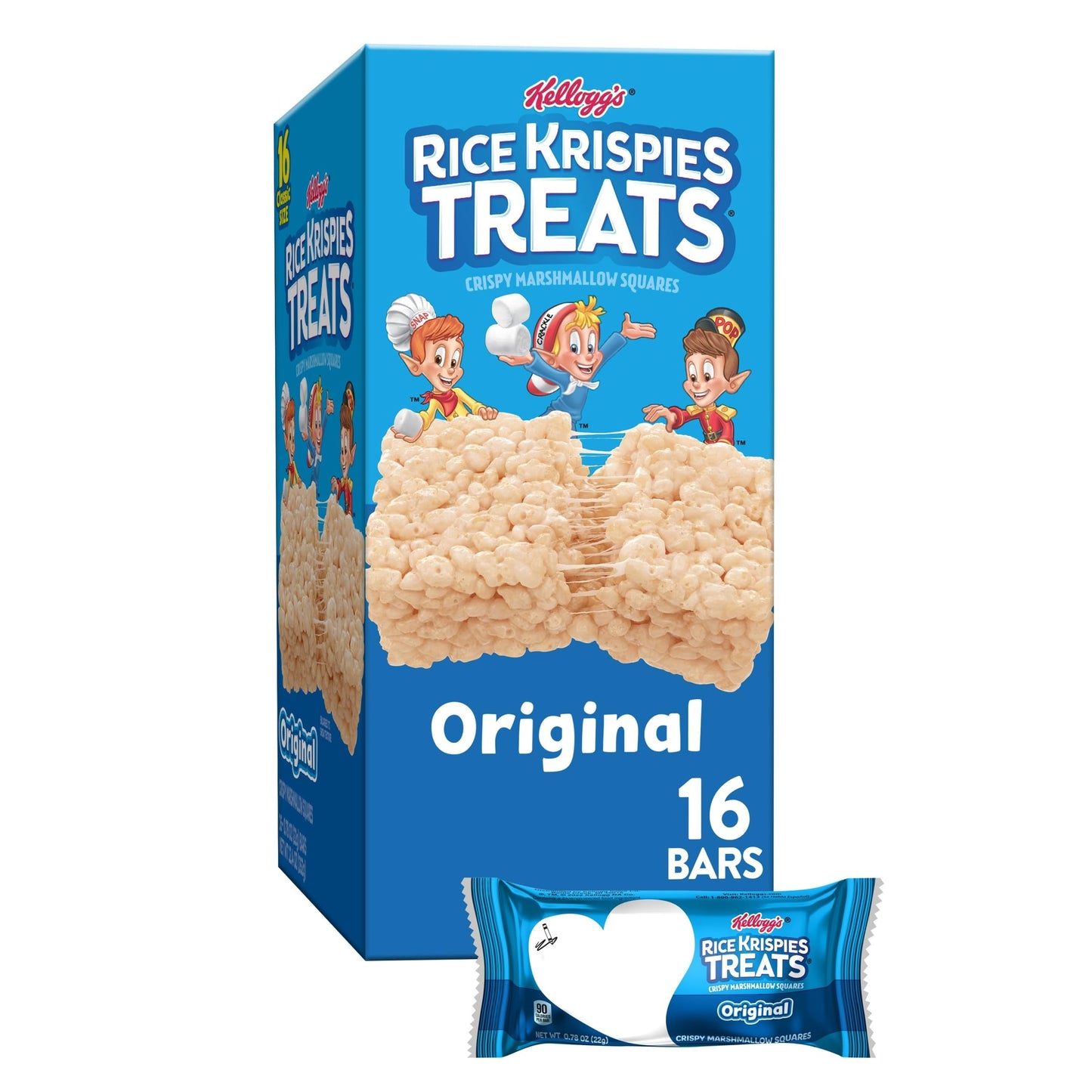 Rice Krispies   Marshmallow Snack Bars, Kids Snacks, Lunch Snacks, Original, 12.4oz Box (16 Bars)