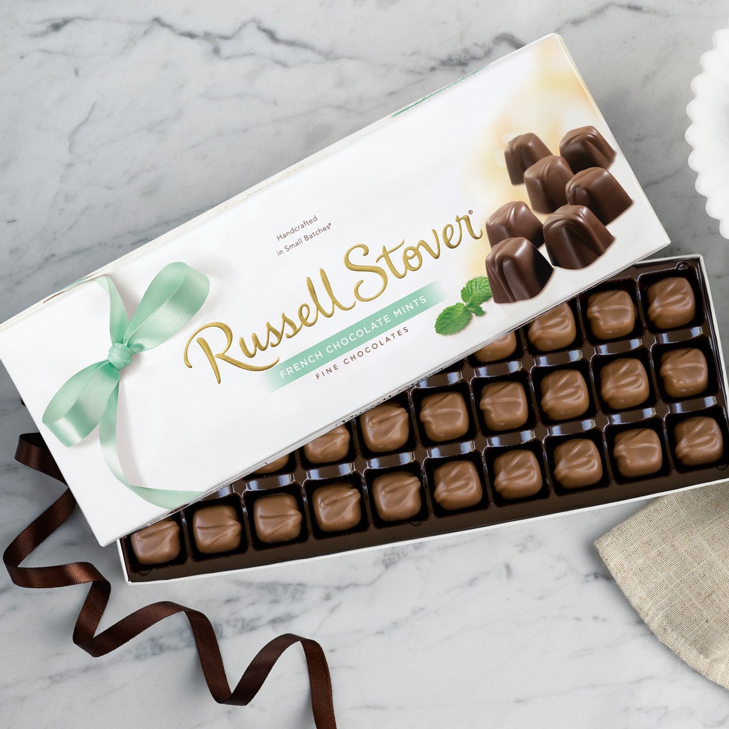 Russell Stover French Chocolate Mints Box 10 Ounce Russell Stover Candy, French Mint Chocolate Candy Box; Melt in Your Mouth Fre