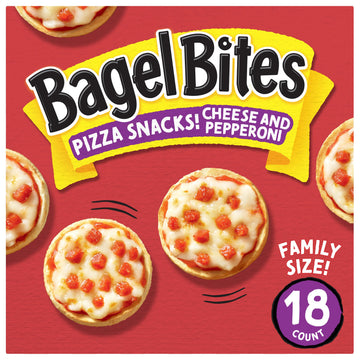 Bagel Bites Cheese & Pepperoni Mini Pizza Bagel Frozen Snacks, 18 ct Box