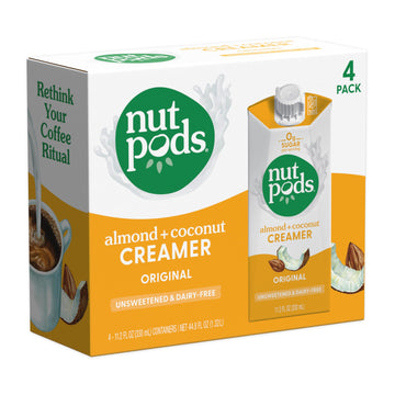 Nutpods Original Coffee Creamer - Unsweetened Non Dairy Creamer Made From Almonds And Coconuts - Keto Creamer, Whole30, Gluten Free, Non-Gmo, Vegan, Sugar Free, Kosher (4-Pack)