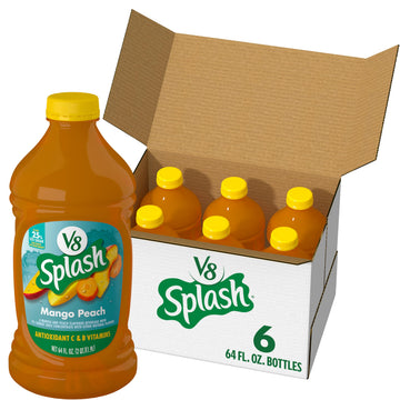 V8 Splash Mango Peach Juice Beverage, 64 fl oz Bottle, Pack of 6