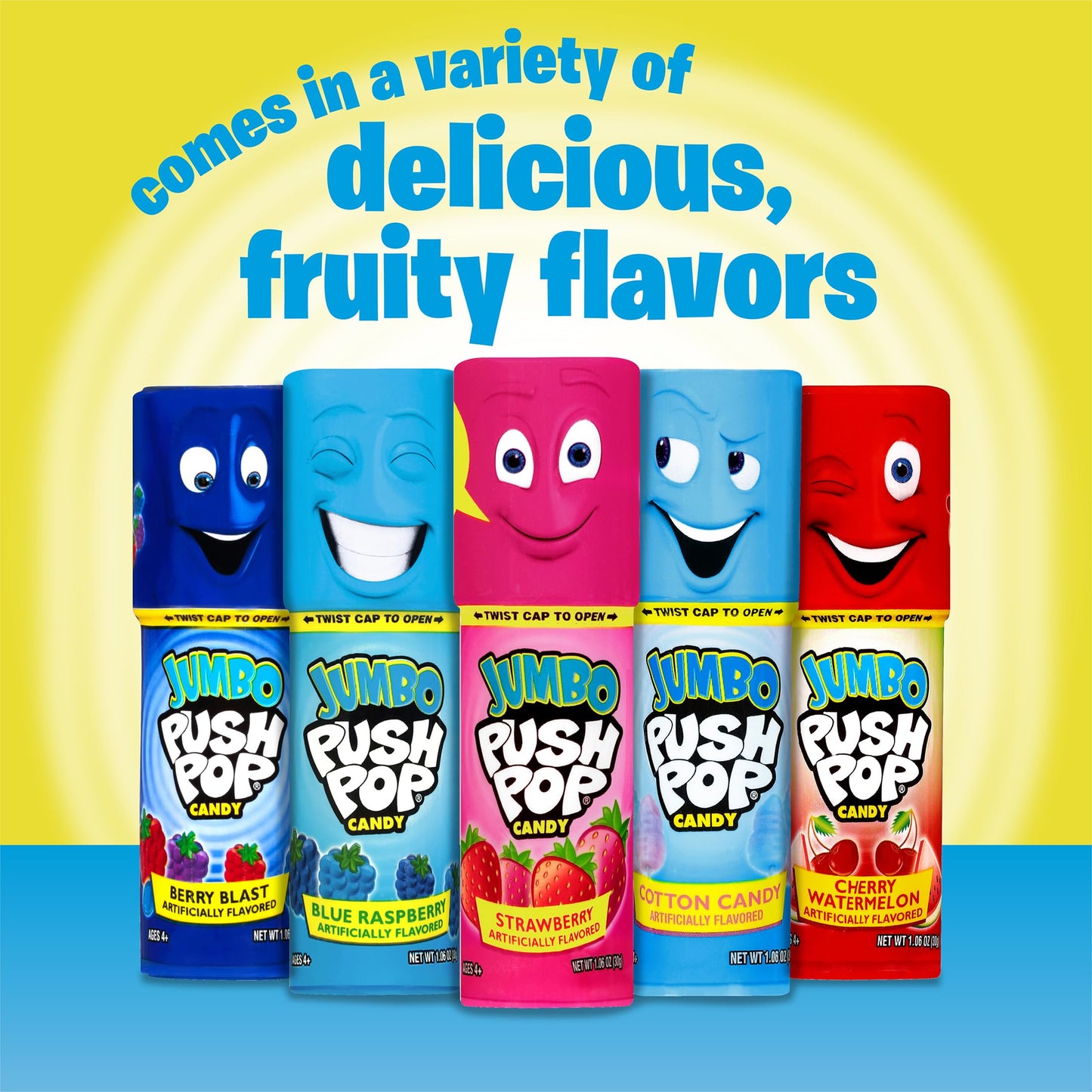Push Pop Jumbo Lollipop Assorted Flavors, 5 Count