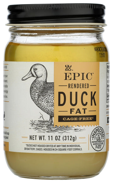 EPIc Rendered Duck Fat, Keto Friendly, gluten Free, 11 oz Jar
