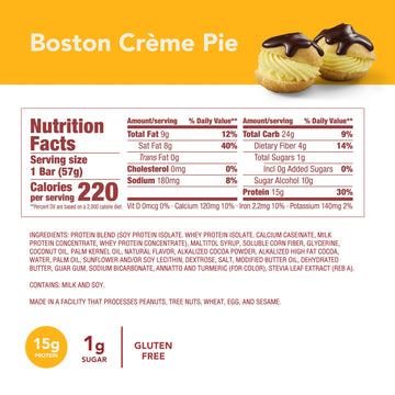 Think! Protein Bars, High Protein Snacks, Gluten Free, Kosher Friendly, Sweet Treat, Boston Creme Pie, 10 Count