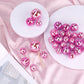 PEUTIER Disco Ball Cupcake Toppers, 30pcs Mini Picks for Dessert Decorations, Pink, Model G04106
