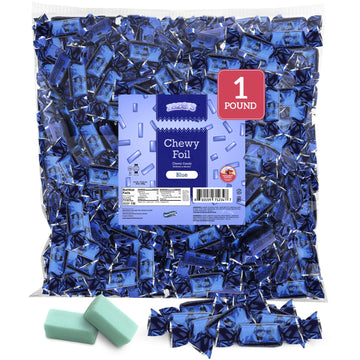 Zazers Blue Chewy Foil Candy - 1 Pound - Tutti Frutti Flavor - Individually Wrapped, Perfect for Color Themed Party Decor, Gende