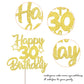 YCTHUNFISH 30th Birthday Cake Topper, Glitter Heart & Star Design, Gold, Paper, Party Supplies
