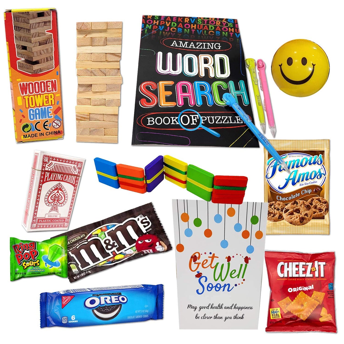 Zelica Kids Get Well Gift Basket - 14 Piece Care Package with Toys, Games, Candy & Snacks for Home or Hospital