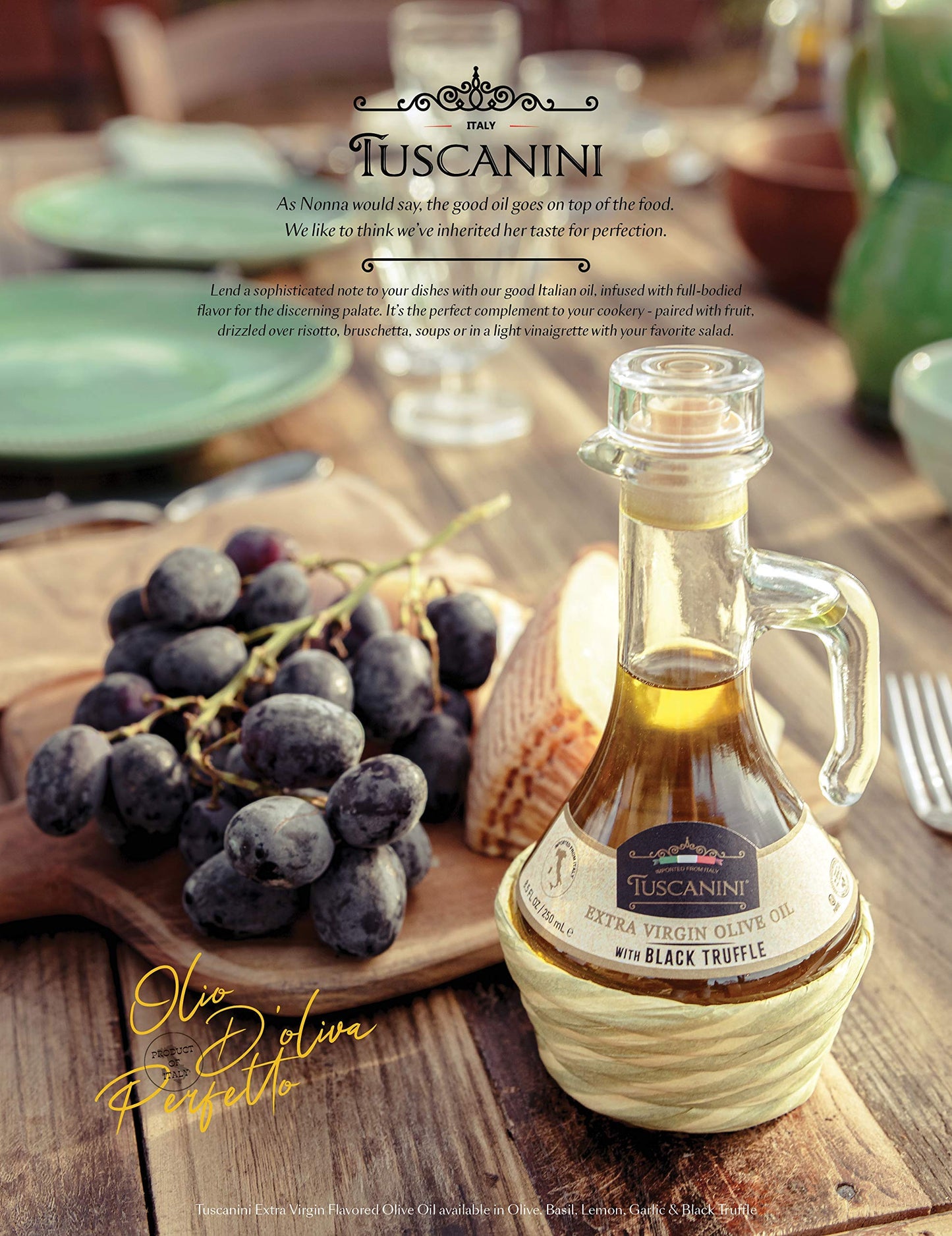 Tuscanini Black Truffle Extra Virgin Olive Oil 250mL (2 Pack), Imported from Italy, Cold-Pressed, Luxurious Taste, All Natural,