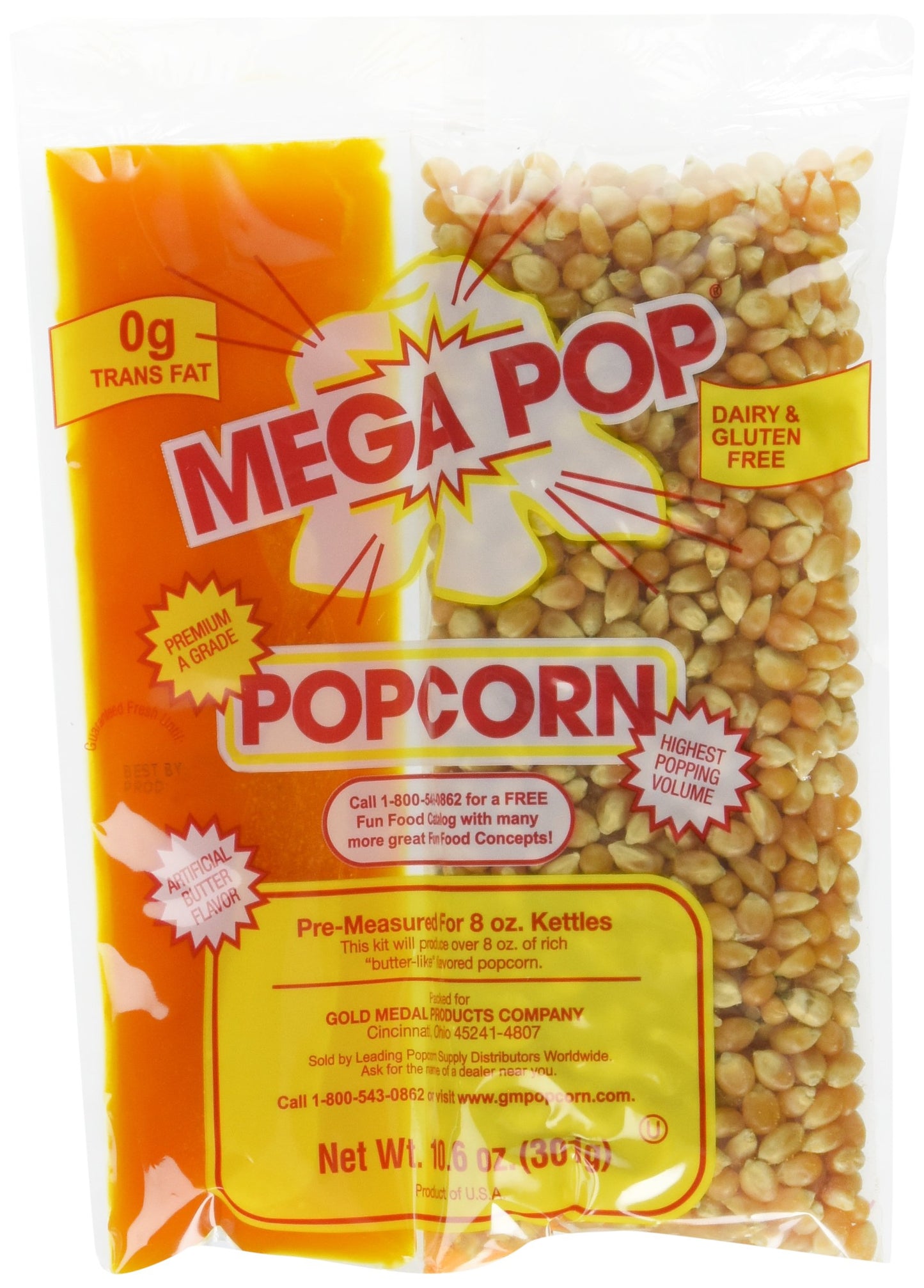 Gold Medal Products Co 24Ct Coconut Oil Kit 2838 Popcorn (10.6Oz Of Kernels; Pre-Measured For 8Oz Kettles)