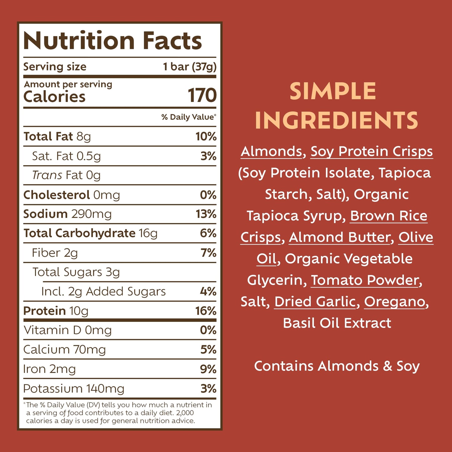 Afar Savory Protein Bars - Low Sugar, High Protein, Vegan, Gluten Free - 8 Pack, Rice Crispy Texture, Reddish-Orange