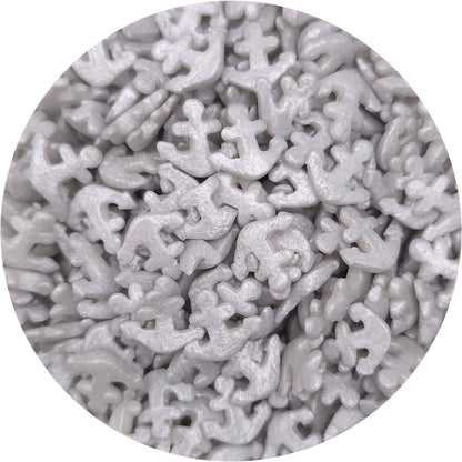 NCS Silver Anchor Edible Candy Cake Toppers, 8 ounces