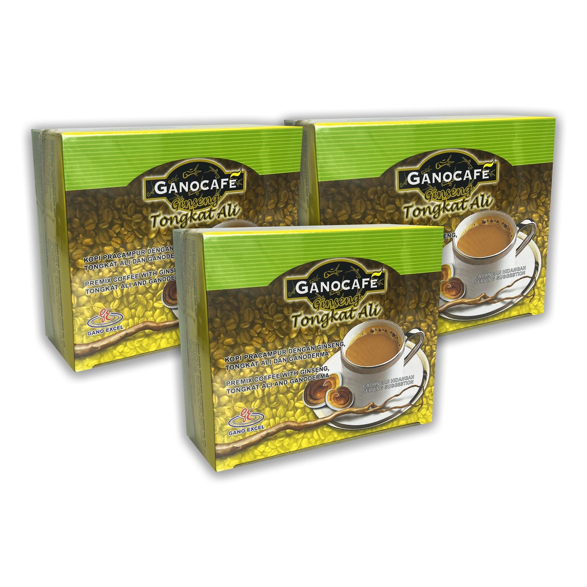 Generic GANO Excel Instant Premix Coffee, 15 Sachets x 23g, 36.51 Ounce, Model GE_Ginseng_TAli-3P, 3 Packs