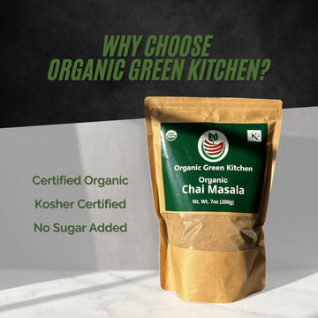 Organic Chai Masala Powder, 7 Oz - Authentic Indian Recipe, No Sugar Added, Kosher Certified