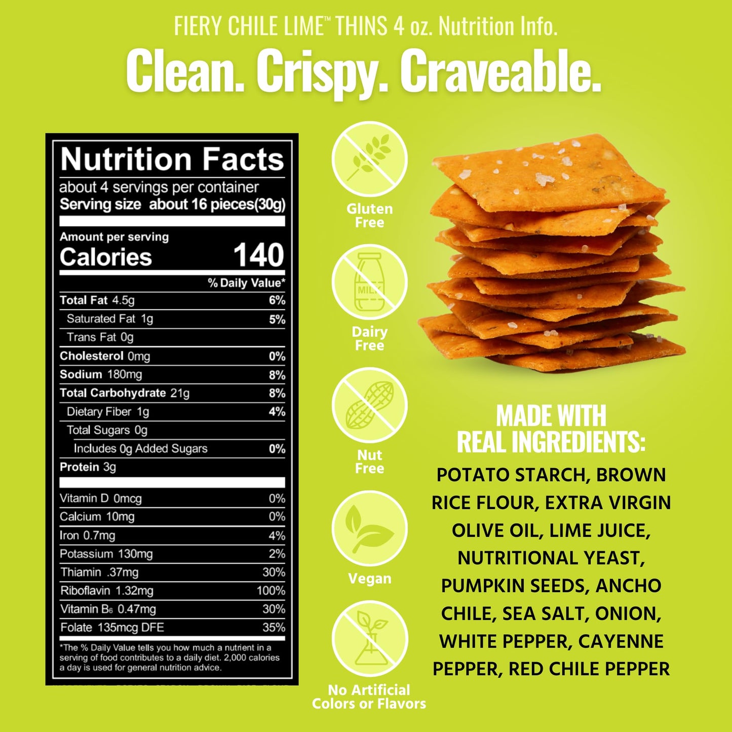 Every Body Eat Snack Thins, Fiery Chile Lime, Vegan, Gluten Free, 4 Ounce (Pack of 2)