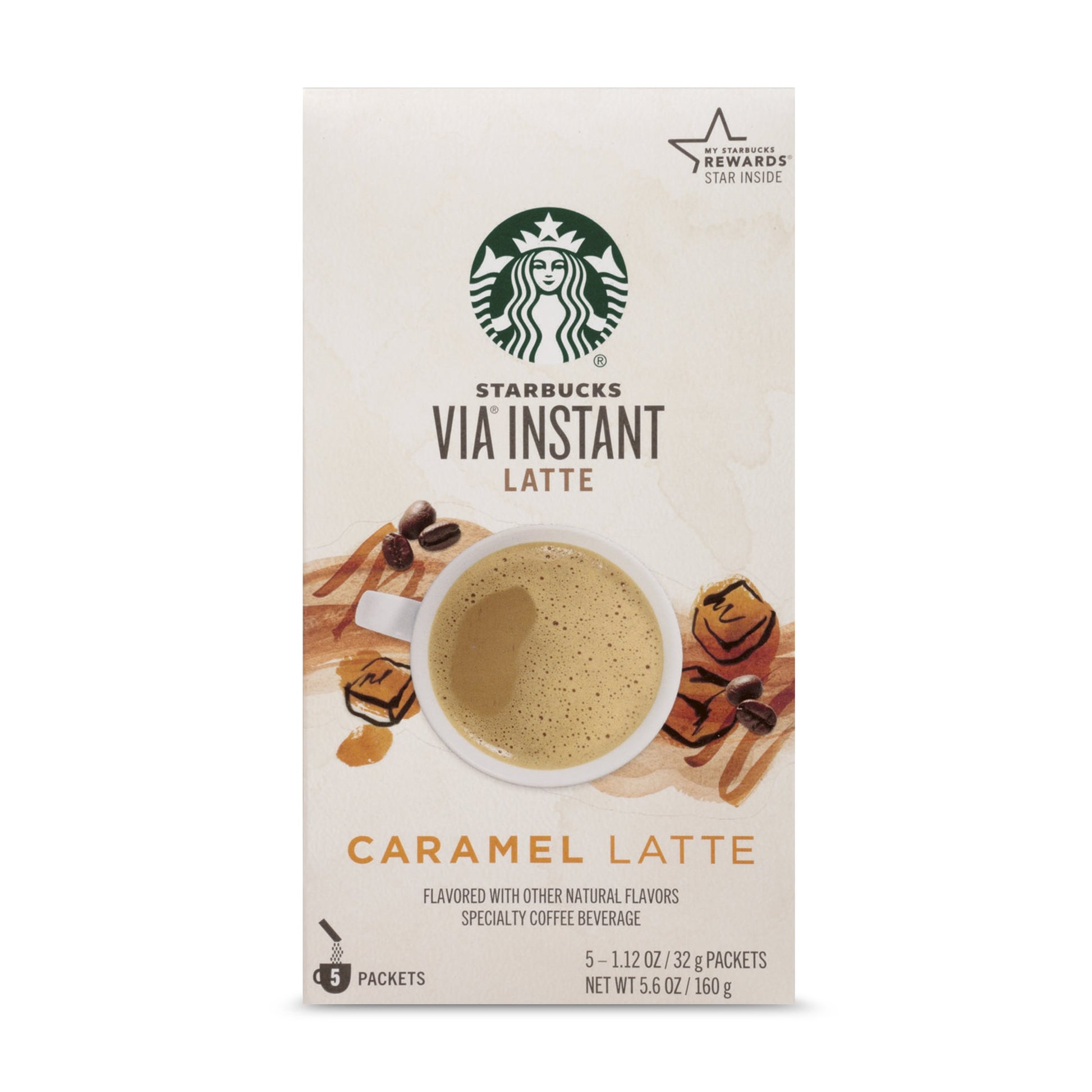 Starbucks Via Instant Caramel Latte (1 Box Of 5 Packets)