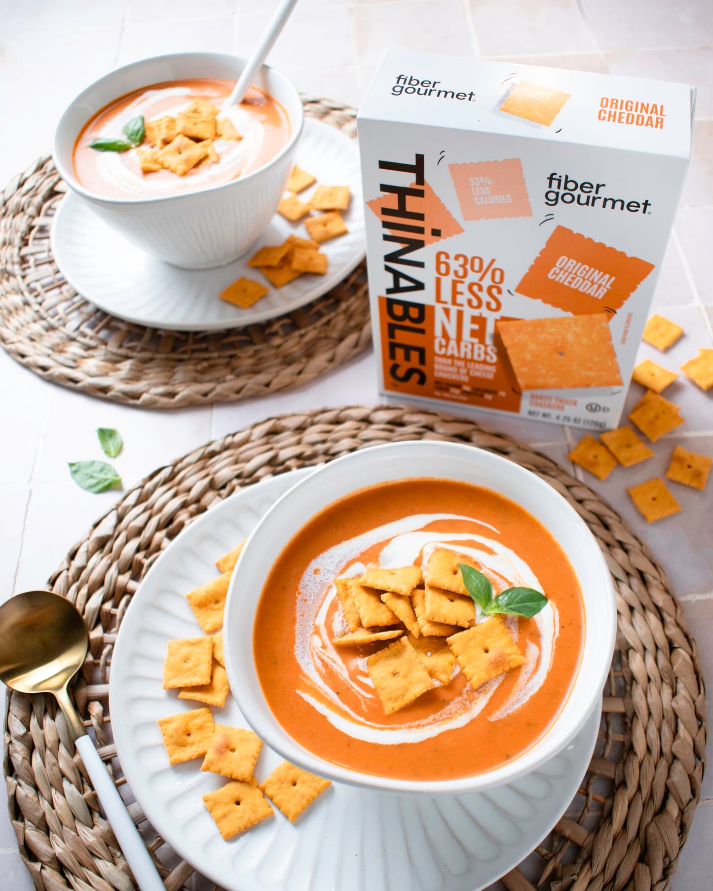 Fiber Gourmet Thinables Baked Cheese Crackers Healthy Low Net Carb Keto - Real Cheddar, High Fiber, 70 Calories, 6g Net Carbs, 1