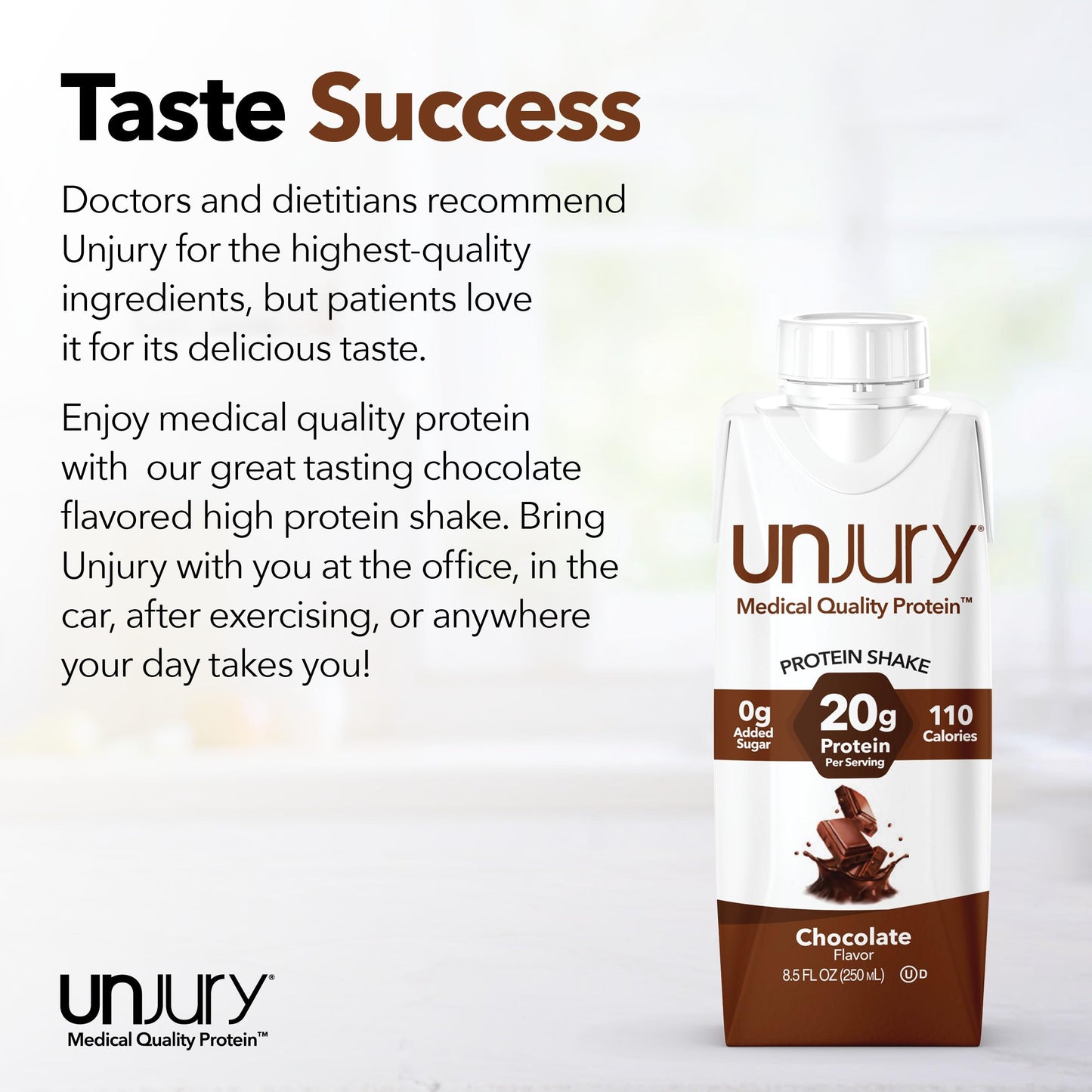 Unjury Ready to Drink Protein Shakes | Chocolate | 20g Protein | 12-Pack | 1 Fl Oz Each