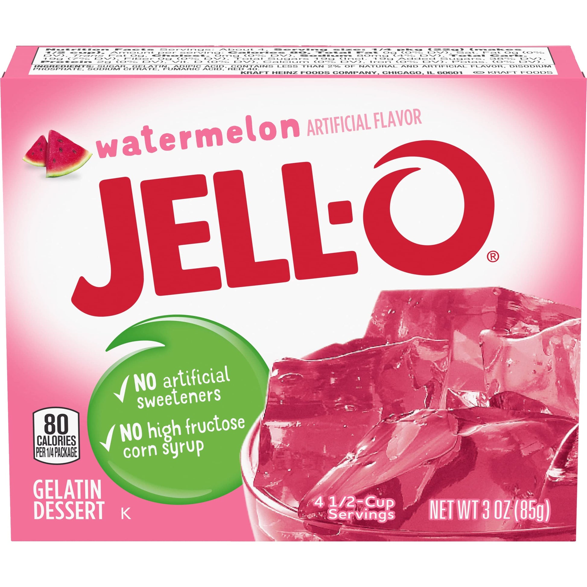 Jell-O Watermelon Gelatin Dessert, 3 Oz (Pack of 24)