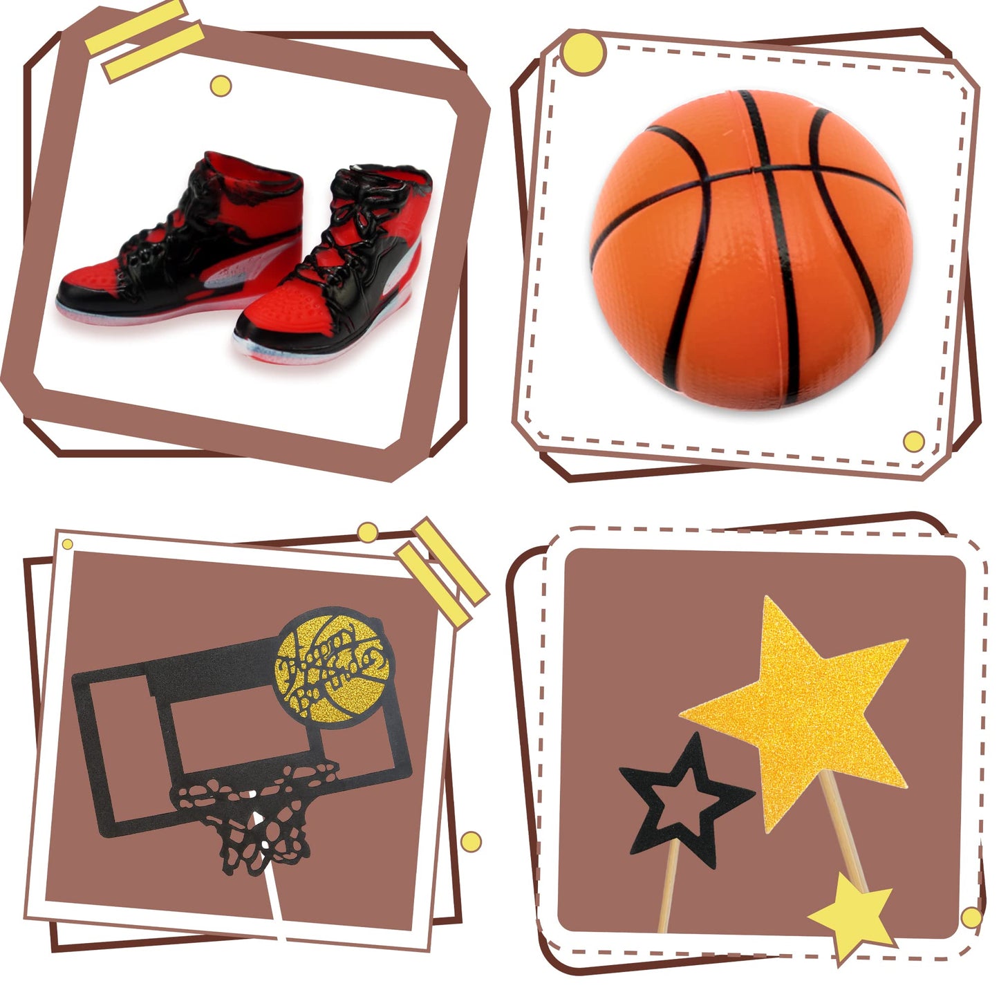 DRWATE 21 PCS Basketball Cake Toppers, Foam & Plastic Decoration for Sports Cake, Model GCMGG005