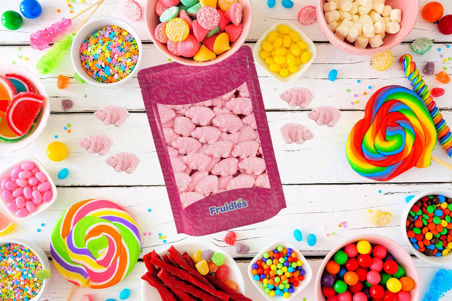 Fruidles Sour Gummy Piglets, Pink Gummies, Great For Theme Parties (1 Pound Total Of 16 Oz)