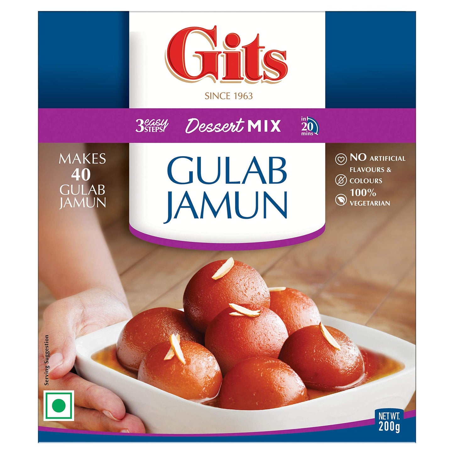Gits Instant Gulab Jamun Dessert Mix, Pure Veg, Indian Dessert And Mithai, 800G (Pack Of 4, 200Gm Each)