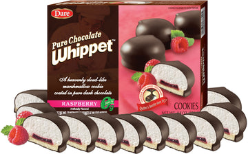 Dare Whippet Cookies, Raspberry, 14 Cookies per Box, Pack of 12 Boxes, 8.8 oz Each