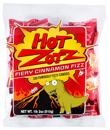 Zotz Fizzy Old Fashioned Hard Candy - Fiery Cinnamon Flavored Candy, Individually Wrapped - Filled Hard Candy - Gluten -Free, Fr