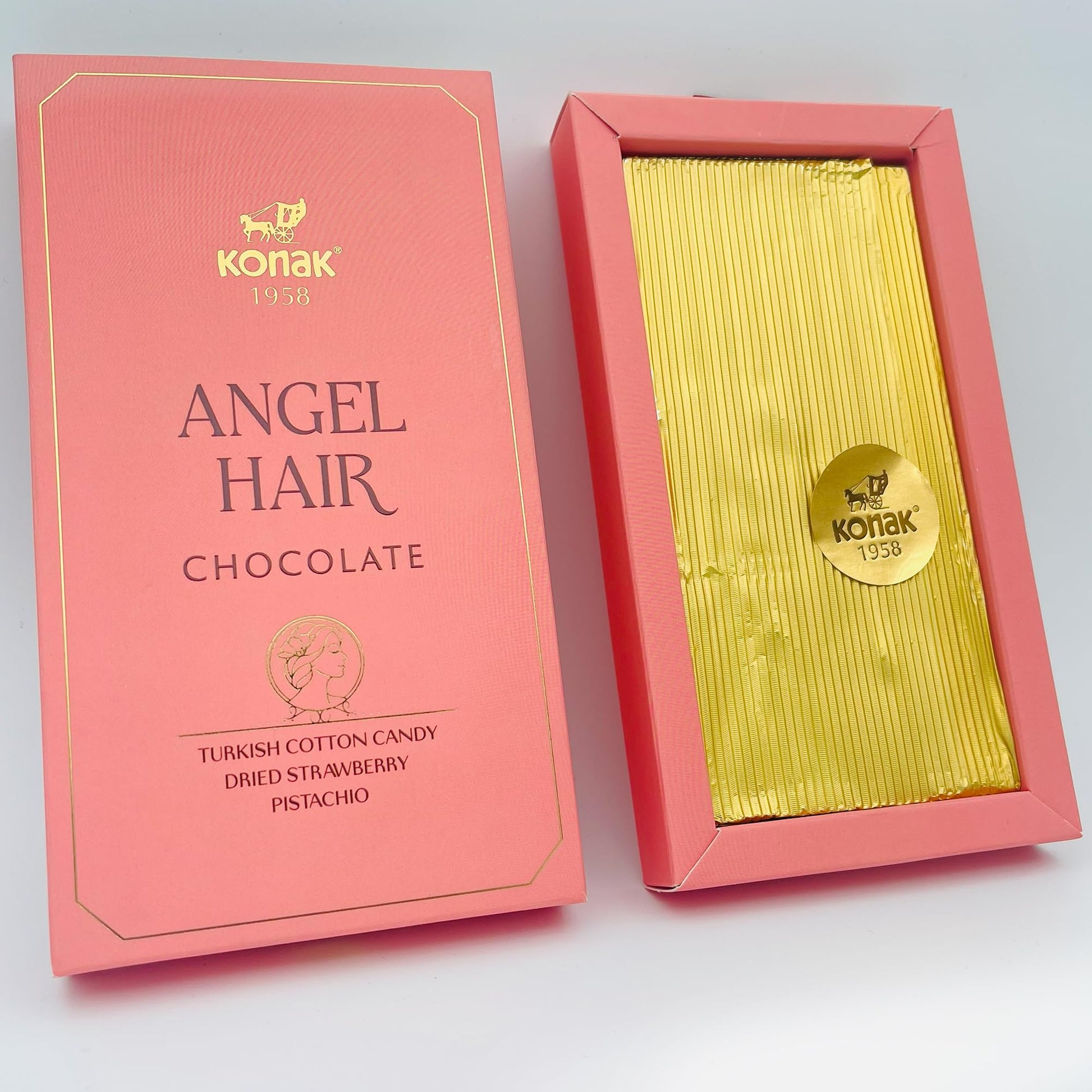 Angel Hair Cotton Candy Dubai Chocolate Bar 170G - Turkish Pistachio Strawberry Fusion | Pink Stylish Dubai Chocolate Dessert Gift - Pinky Stylish Gift Box For Her