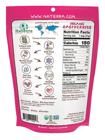 Natierra Nature's All Foods Organic Freeze-Dried, Raspberries 1.3 Oz