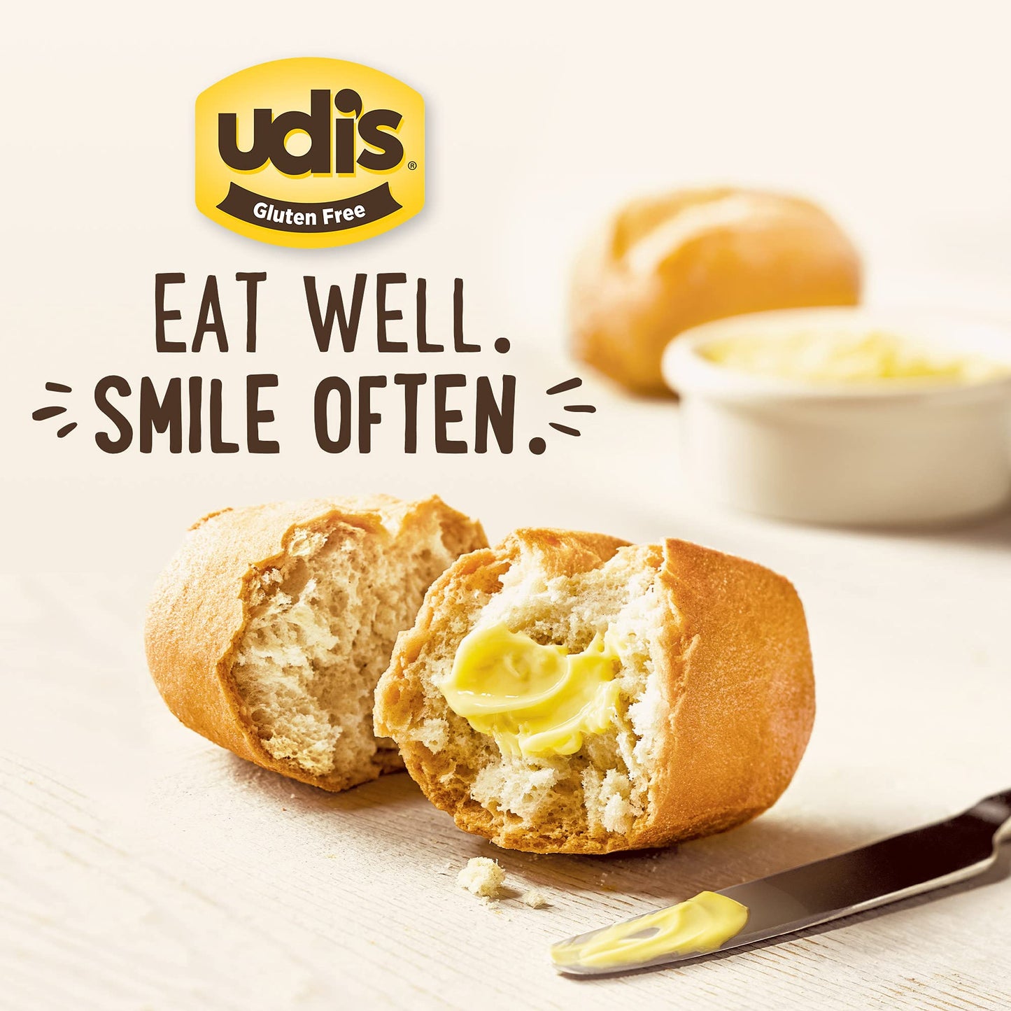 Udis Gluten Free Classic French Dinner Roll, Frozen, 7.41 oz.