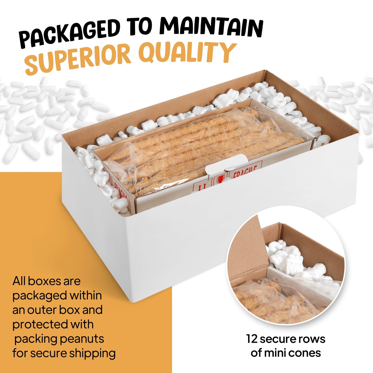 Mini Ice Cream Cones Bulk - 216 Mini Waffle Cones - Great For Cake Pops and More - Tiny Waffle Ice Cream Cones - Mini Sugar Cones Bulk - Mini Icecream Cones - Packed For Safe Delivery