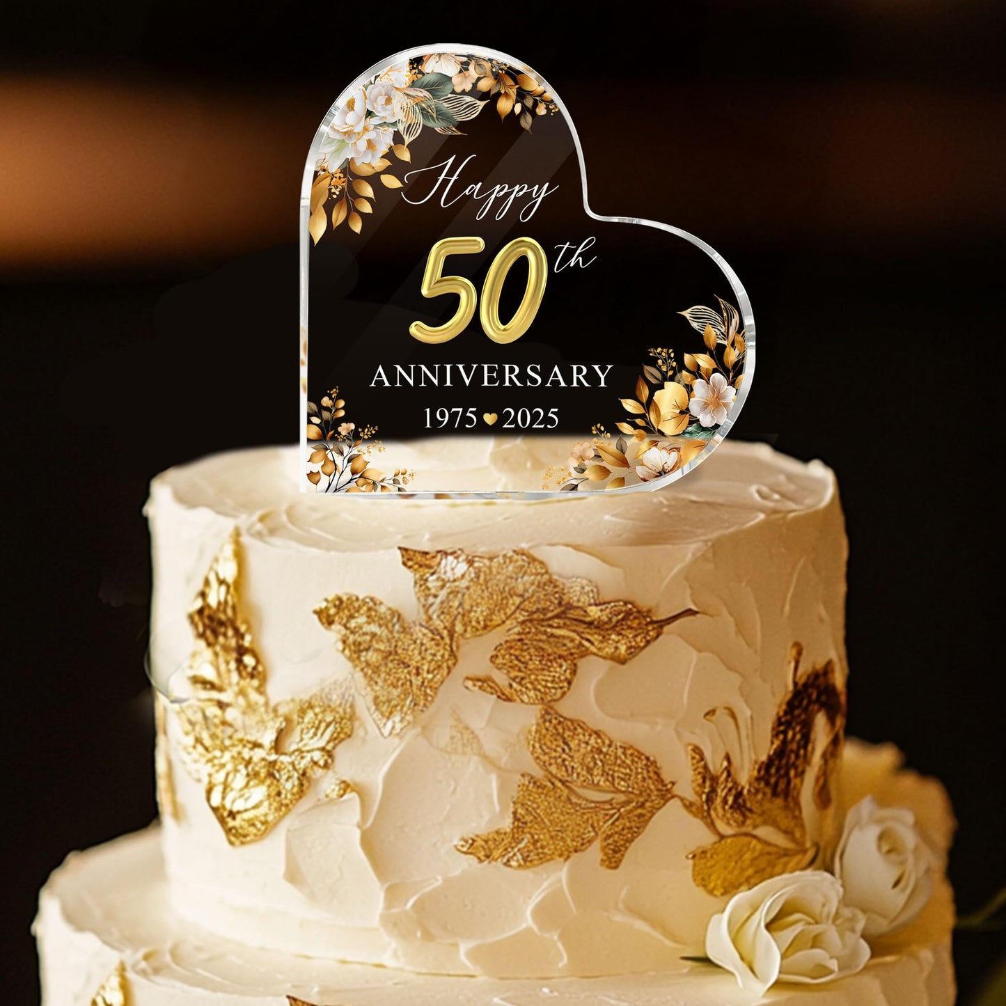 50th Wedding Anniversary Acrylic Cake Topper  50 th Anniversary Decorations  50 Wedding Topper  50 Years Of Married Gifts (50th Anniversary Cake Topper)
