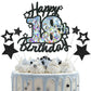 Happy 18th Birthday Cake Topper, Black Glitter and Gem Patterns Card Stock Cake Toppers, 18 Year Birthday Party Cake Decoration
