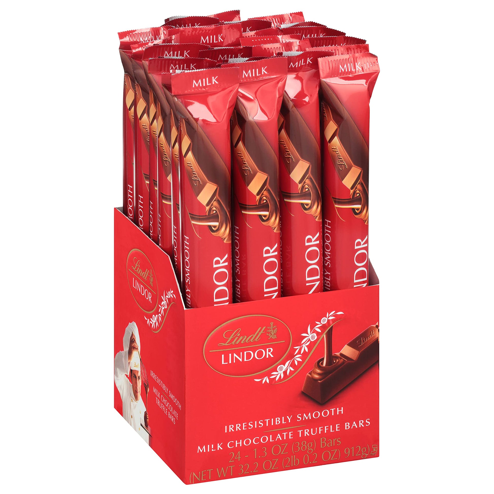 Lindt LINDOR Milk Chocolate Truffle Bar  Chocolate Candy Bar with Smooth Center  1.3 oz. (24 Pack)