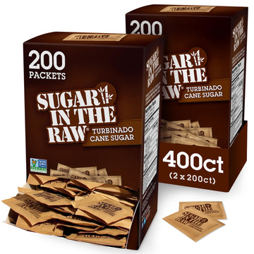 Sugar In The Raw Granulated Turbinado Cane Sugar On The Go Packets, No Erythritol, Pure Natural Sweetener, Hot & Cold Drinks, Co