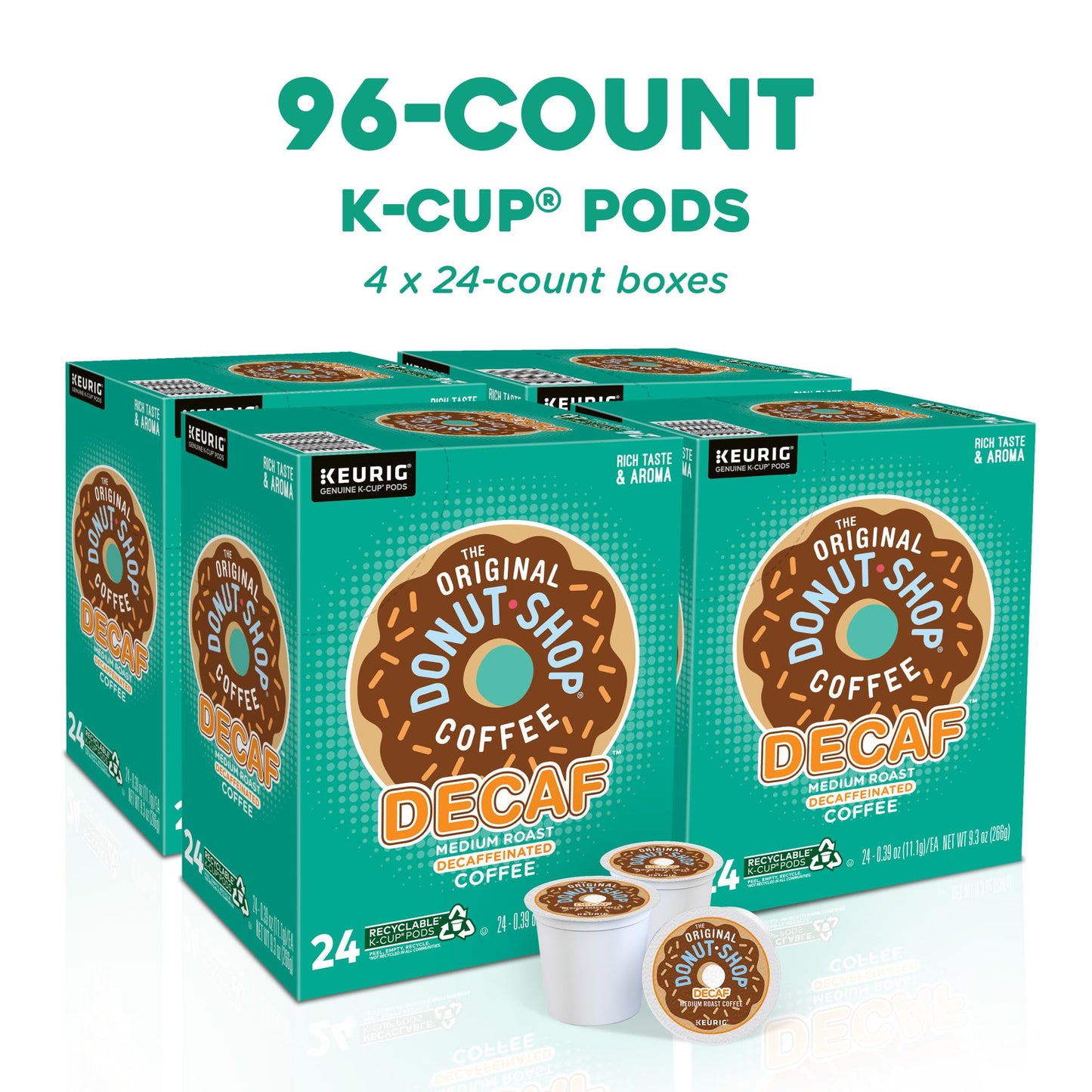 The Original Donut Shop Decaf K-Cup Pods, Medium Roast Coffee, 96 Count, Model DIE7401