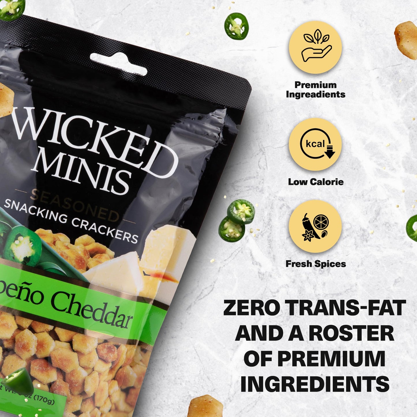 Wicked Mix Soup & Oyster  ers, Salted Flavored Mini Puffed, 6 Oz (Pack of 1), Jalapeno Cheddar