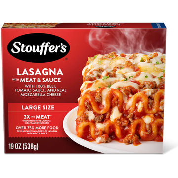 Stouffers Lasagna with Meat & Sauce, Large Size Frozen Meal, Meals Entrees, 19 Oz
