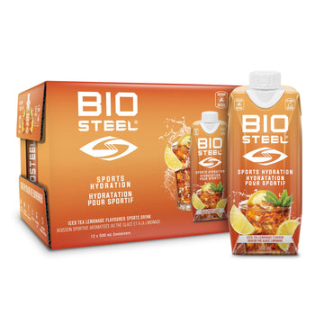 BIOSTEEL Sports Drink, Iced Tea Lemonade Flavor, 5 Essential Electrolytes, 16.7 Fl Oz, 12-Pack, Model 883309135228