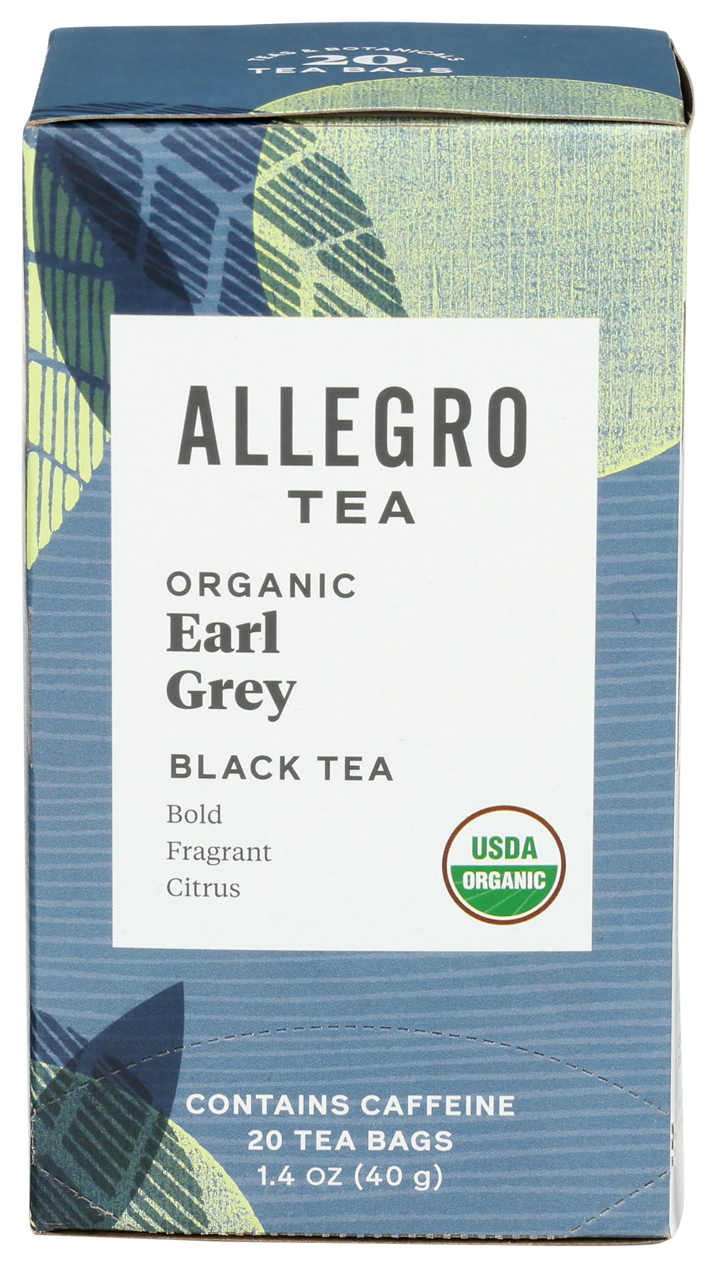 Allegro Coffee Organic Earl Grey Tea Bags, 20 Count, Pack of 1