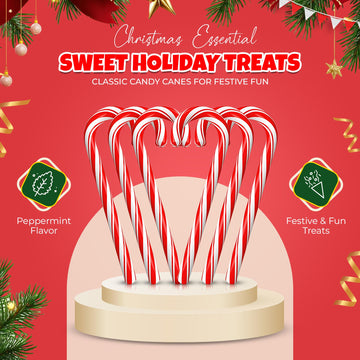 Christmas Candy Canes 12 Pack - Classic Red & White Peppermint Cane Sticks Individually Wrapped - Bulk Christmas Candy For Holiday  , Decorations, Stocking Stuffers & Gifts