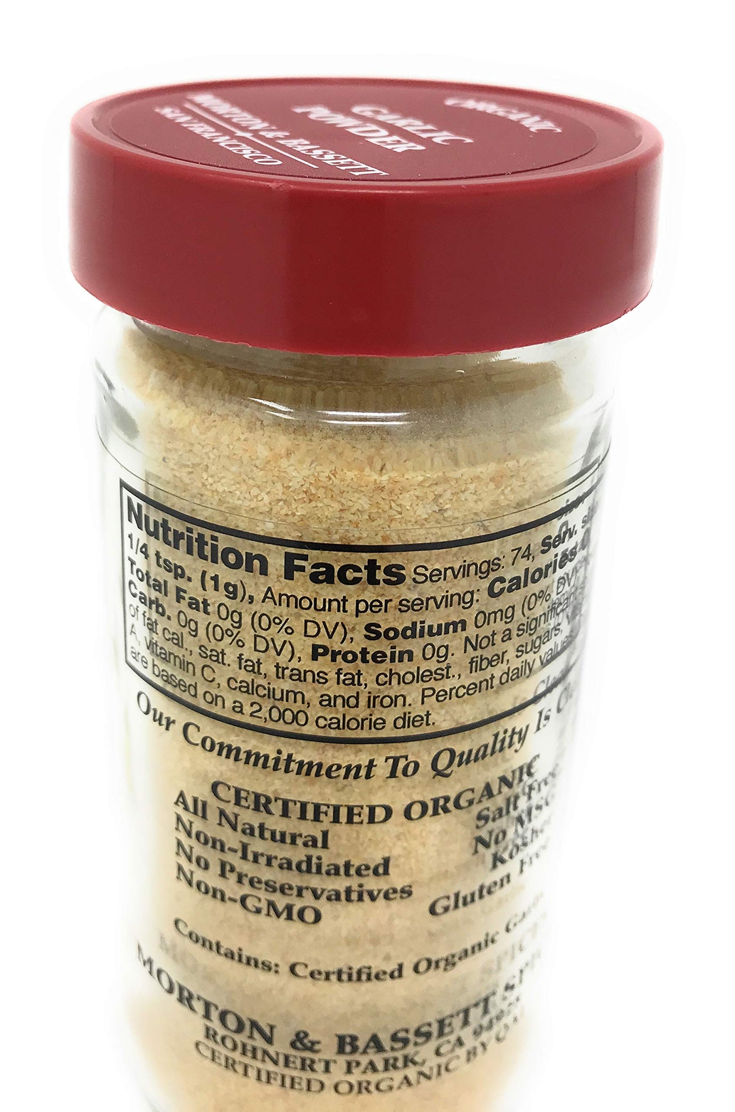 Morton & Bassett Organic Garlic Powder, 2.6 OZ, Pack of 1, Non-GMO, Gluten-Free