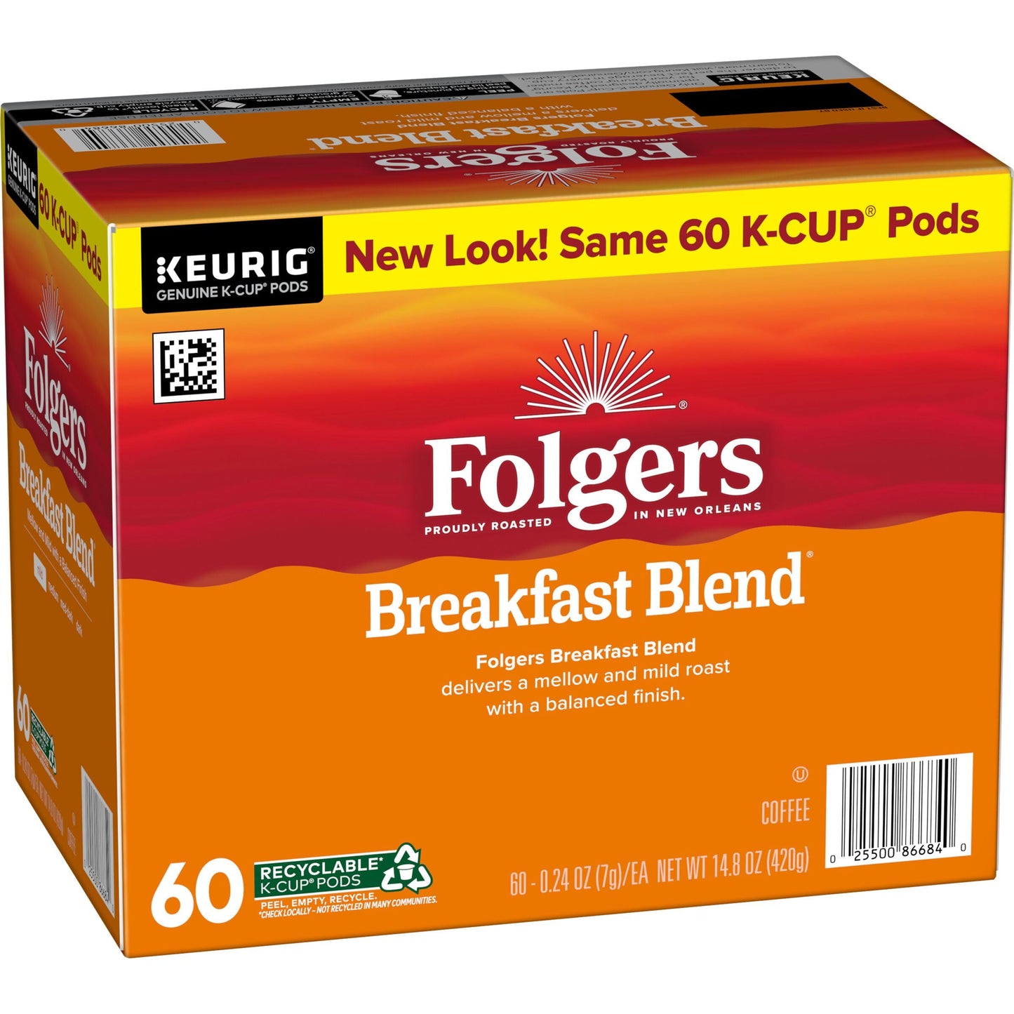 Folgers Breakfast Blend Coffee  Mild Roast  Keurig K-Cup Pods  10 Count (Pack of 6)