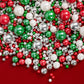 Edible Christmas Sprinkles Pearls for Cake Decorating,130g Red Green White and Silver Pearl Mixed,Edible Sugar Holiday sprinkle 