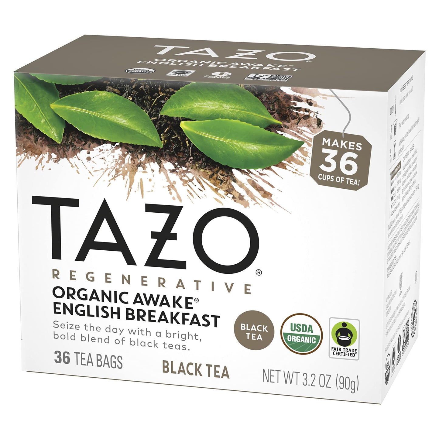 TAZO Organic Awake English Breakfast Black Tea Bags - 144 Total Bags (36 Bags per Pack, Pack of 4)