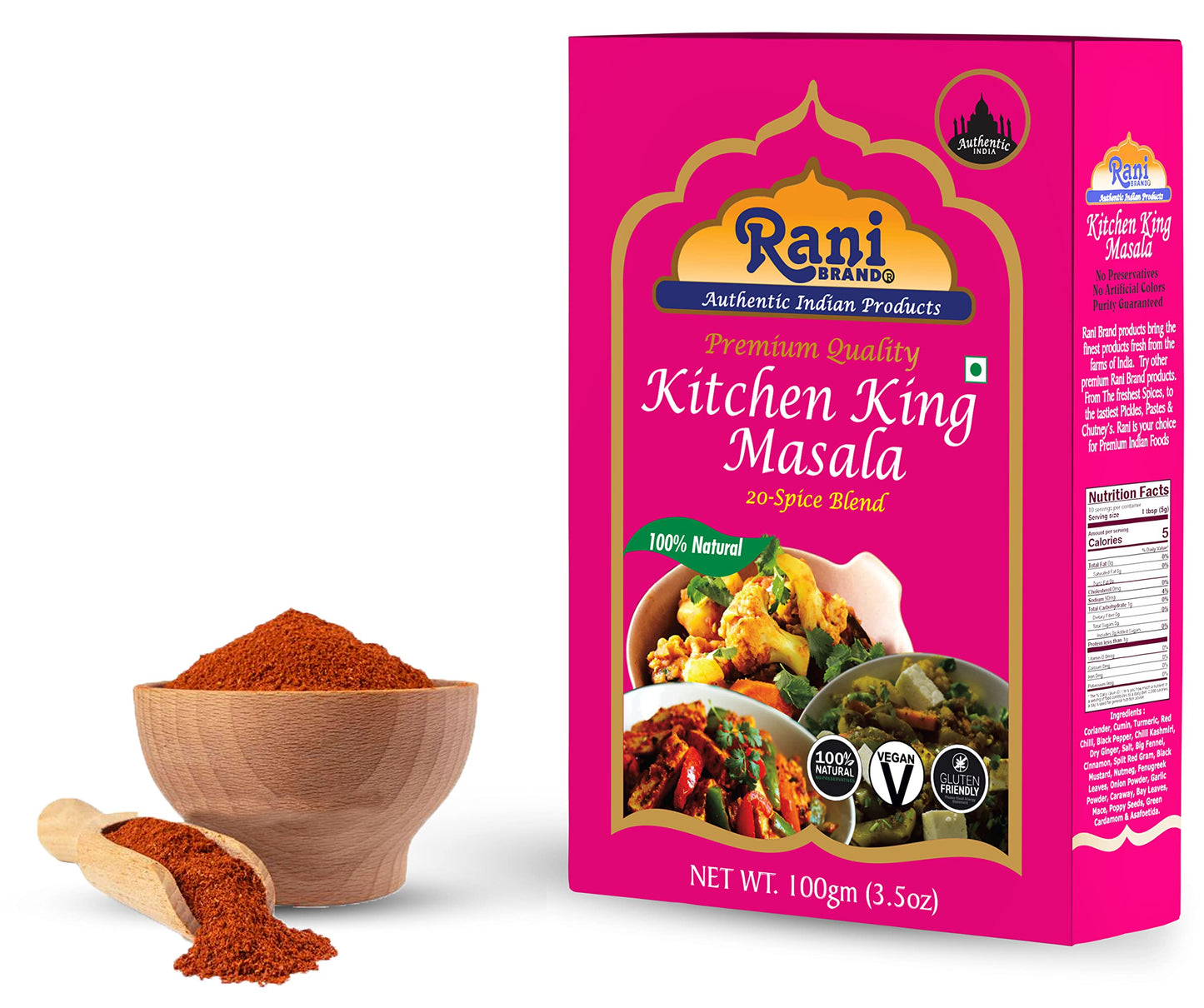 Rani Kitchen King Masala (20-Spice Curry blend) 3.5oz (100g) ~ All Natural | Vegan | No Colors | Gluten Friendly | NON-GMO | Ind
