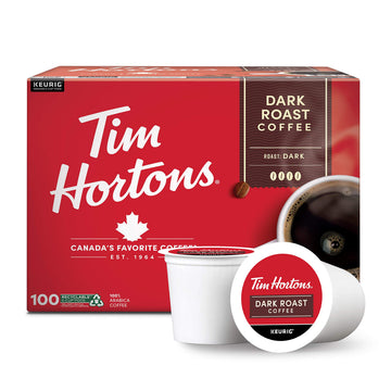 Tim Hortons Dark Roast Coffee K-Cup Pods, 100 Count, Compatible with Keurig Brewers, Model 6320914732